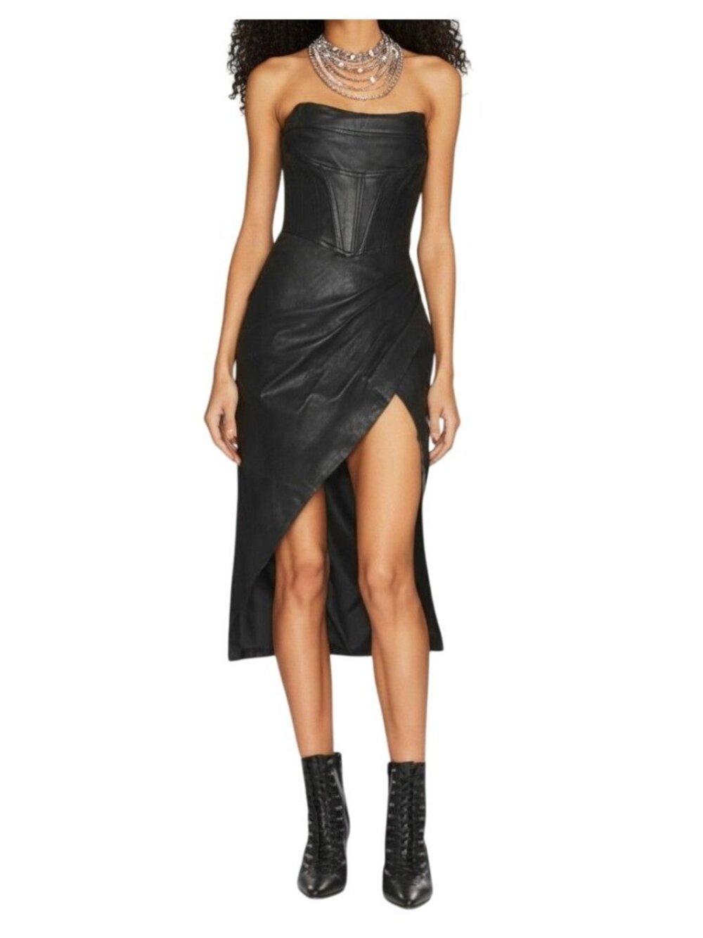 NBD Aya Leather Midi Dress in Black NWT - Size XL